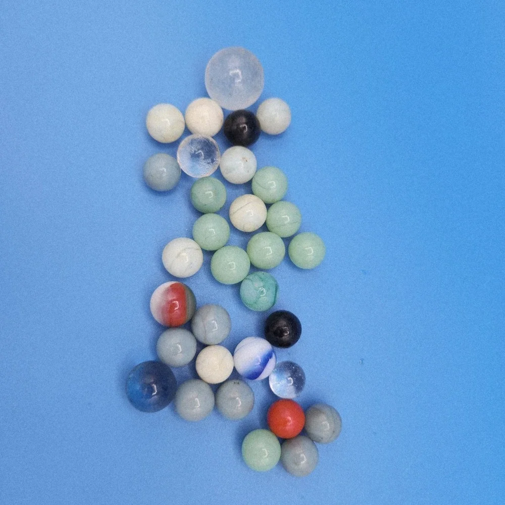 Vintage Glass Marbles Lot Assorted Colors Sizes Shooters and Players 30pc
